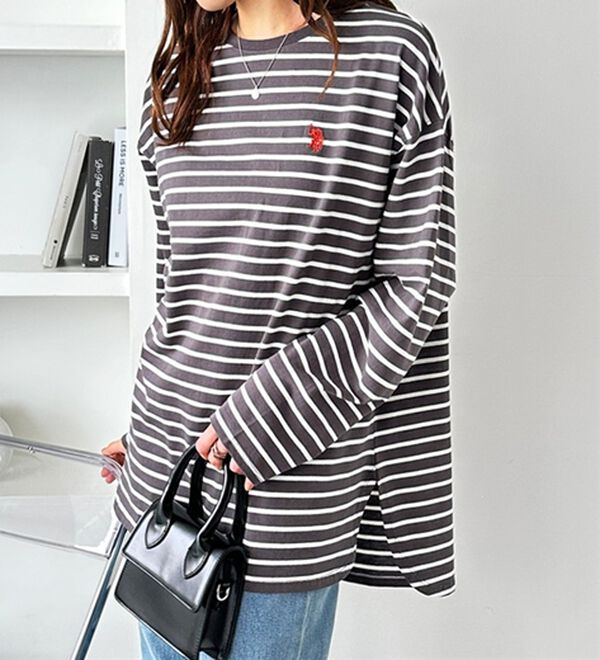 GeeRA（ジーラ）の「【Ｕ．Ｓ．ＰＯＬＯ ＡＳＳＮ】オーバーサイズ刺しゅうロンＴ（カットソー）」｜詳細画像