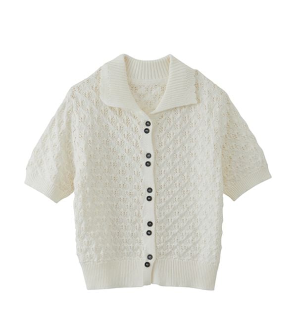 RANAN（ラナン）の「透かし柄サマーニットポロカーデ（ニット・セーター）」｜詳細画像