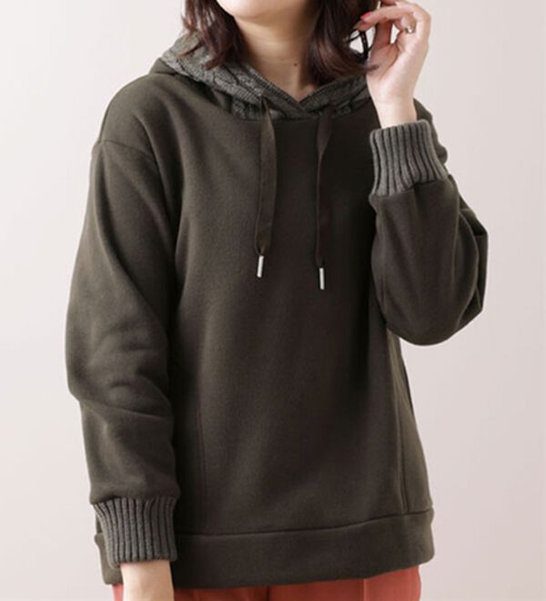 BELLUNA（ベルーナ）の「ケーブル切替デザインフードパーカー（パーカー）」｜チャコール