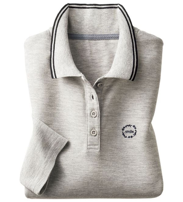 ルフラン（ルフラン）の「嬉しさ満載！かのこ長袖ポロシャツ（ポロシャツ）」｜グレー