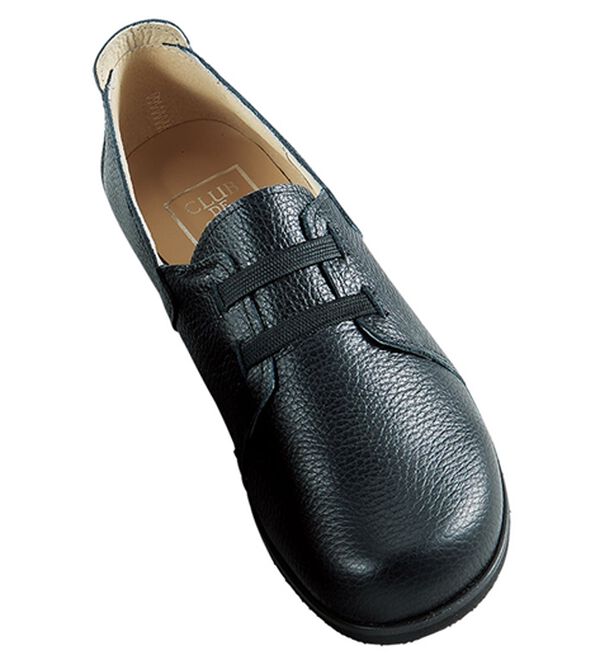 BELLUNA（ベルーナ）の「イタリアンレザー４Ｅゴム紐シューズ（スリッポン）」｜黒