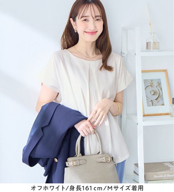 alotta（アロッタ）の「ひんやりタックデザインＴシャツ（カットソー）」｜詳細画像