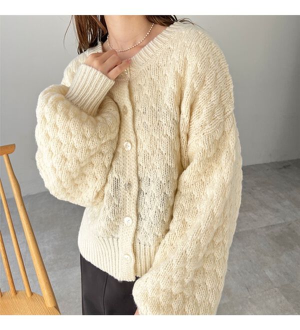 GeeRA（ジーラ）の「ポコポコケーブル編ニットカーディガン（ニットカーディガン）」｜詳細画像