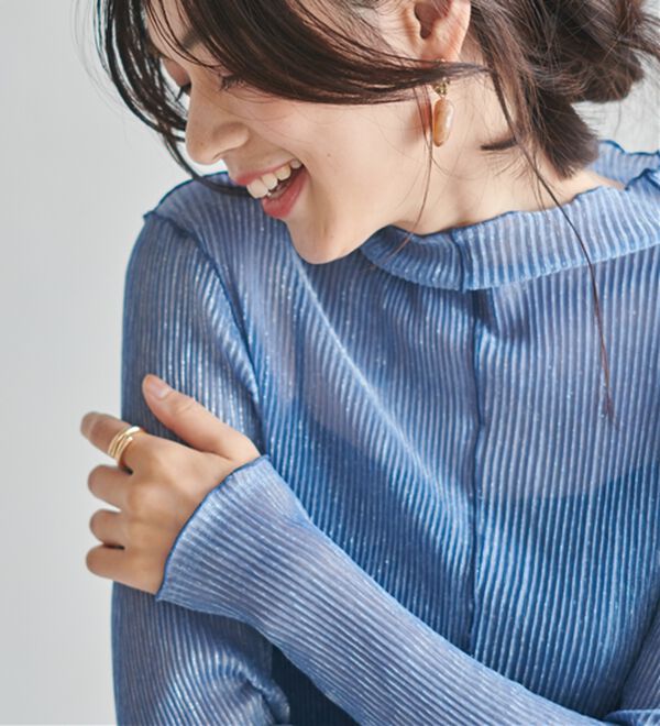 RANAN（ラナン）の「前後2wayラメプリーツハイネックプルオーバー（カットソー）」｜詳細画像