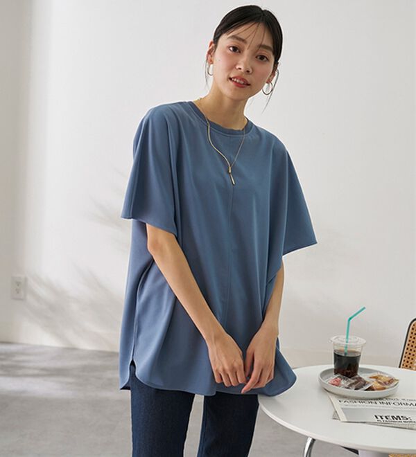 BELLUNA（ベルーナ）の「Ｔシャツ感覚なのにきちんとブラウス見え！カットジョーゼット半袖プルオーバー（カットソー）」｜詳細画像