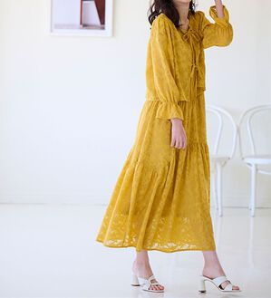 RANAN（ラナン）の「ひんやり！ジャカードドッキングワンピース（ドッキングワンピース）」｜マリーゴールド