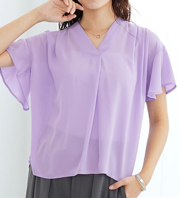 GeeRA（ジーラ）の「サラサラ涼しい！着やせも叶うフレアー袖ブラウス（ブラウス）」｜詳細画像