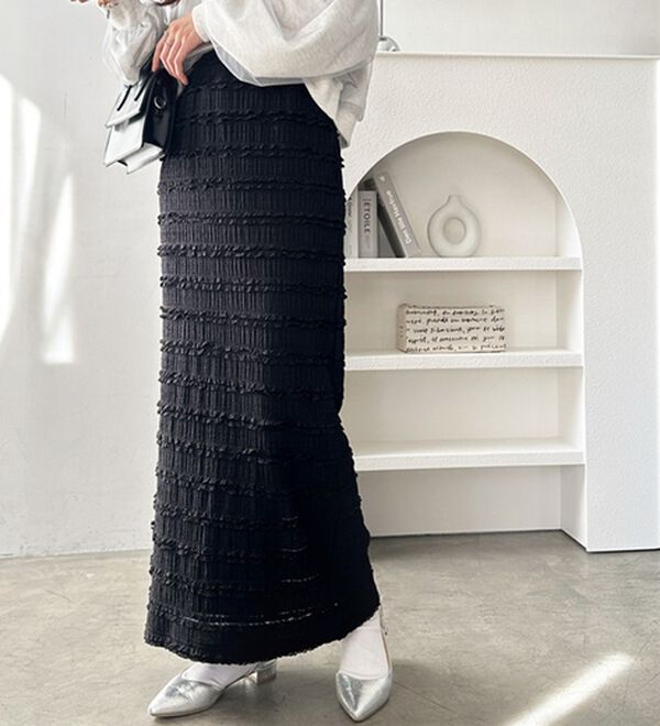 GeeRA（ジーラ）の「すっきりオシャレ見え！ジャカードレースタイトスカート（ロングスカート）」｜詳細画像