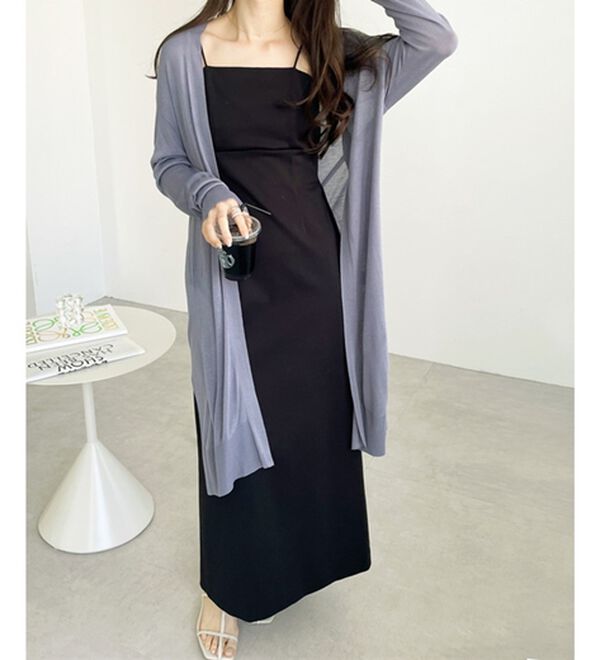 GeeRA（ジーラ）の「【3つの機能付】ロングニットカーディガン（ミディ丈）（ニットカーディガン）」｜詳細画像