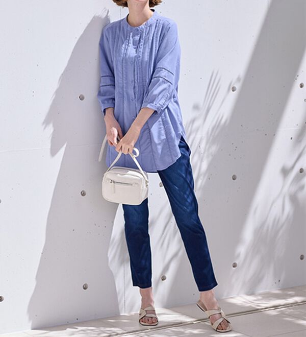 BELLUNA（ベルーナ）の「機能付リネン混ピンタック使いシャツチュニック（チュニック）」｜詳細画像