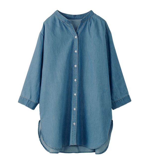 BELLUNA（ベルーナ）の「やわらかデニム素材シャツチュニック（チュニック）」｜詳細画像