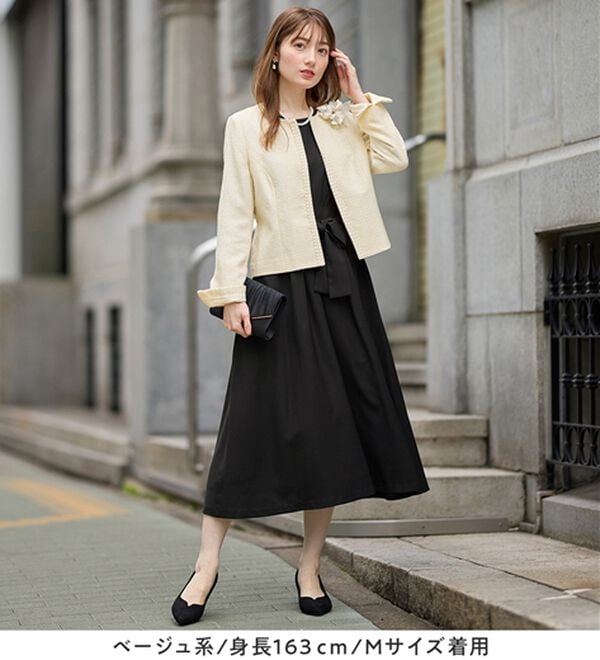 alotta（アロッタ）の「【３点セット】入学式卒業式に！ママに嬉しい洗えるワンピセレモニースーツ＜７号～２３号＞（ワンピースセットスーツ）」｜詳細画像