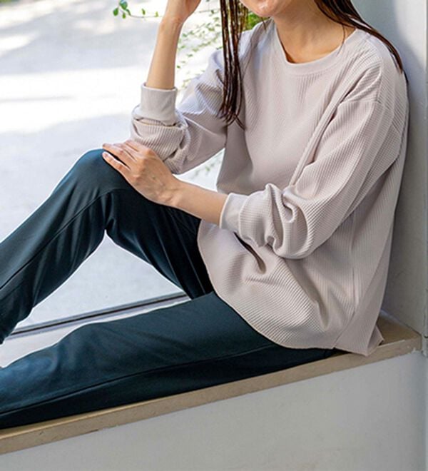 BELLUNA（ベルーナ）の「《快適Ｌａｂ．》 乾きやすい！ドライワッフルプルオーバー（カットソー）」｜詳細画像