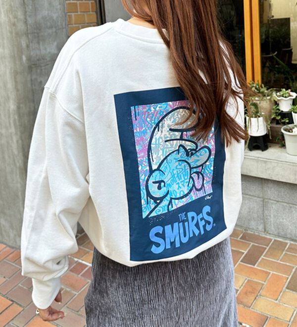 GeeRA（ジーラ）の「【スマーフ】コラボプリントスウェット（メンズカットソー）」｜詳細画像