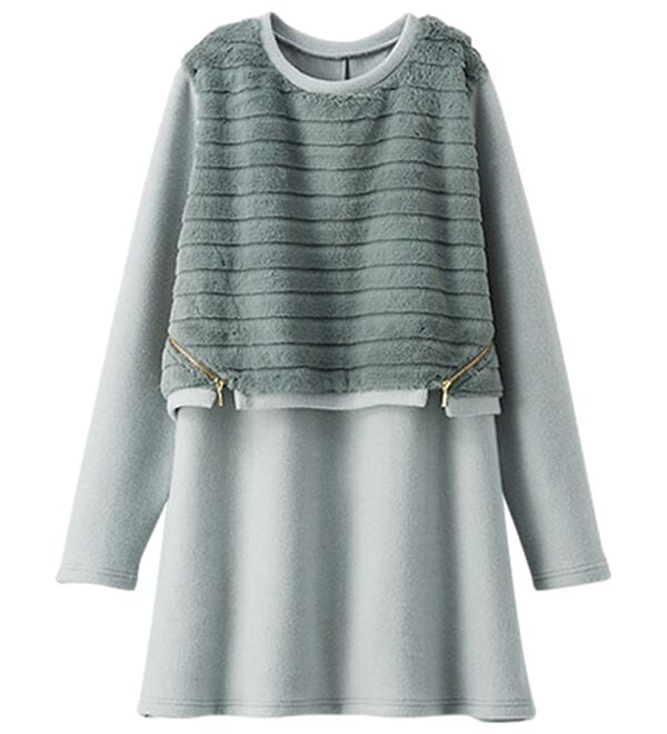 BELLUNA（ベルーナ）の「サイドジッパー付ファー切替チュニック（チュニック）」｜詳細画像