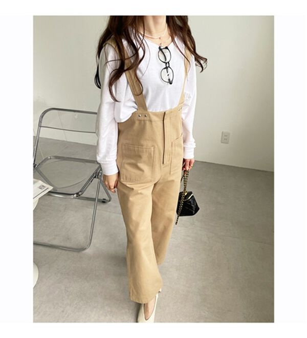 GeeRA（ジーラ）の「綿混ツイルハイウエストサロペット（オールインワン）」｜詳細画像