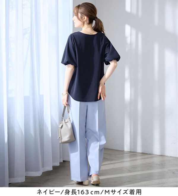 alotta（アロッタ）の「【接触冷感】パフ袖ハートネックブラウスＴシャツ（ブラウス）」｜詳細画像