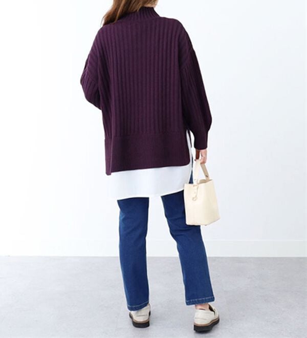 BELLUNA（ベルーナ）の「肩ボタン重ね着風ニットチュニック（チュニック）」｜詳細画像