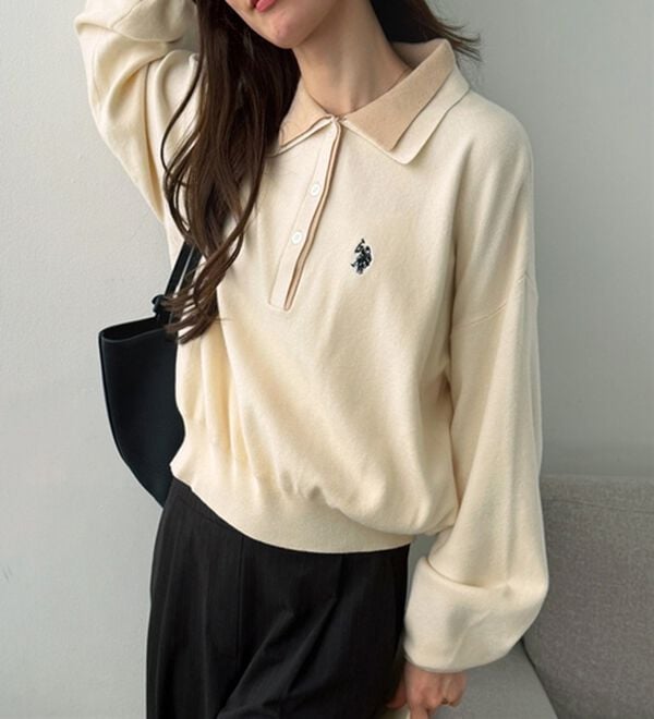 GeeRA（ジーラ）の「【U.S. POLO ASSN.】バイカラーポロ衿ニット（ニット・セーター）」｜詳細画像