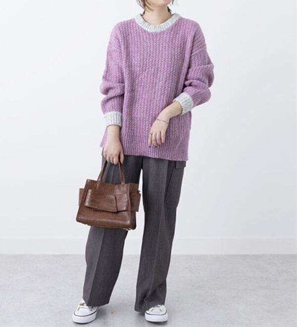 BELLUNA（ベルーナ）の「メランジ調配色ニットプルオーバー（ニット・セーター）」｜詳細画像