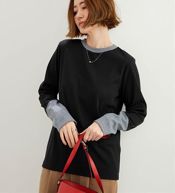BELLUNA（ベルーナ）の「配色リブ素材クルーネックプルオーバー（カットソー）」｜詳細画像