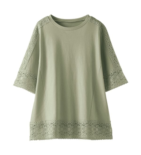 BELLUNA（ベルーナ）の「リーフ柄レース使いプルオーバー（カットソー）」｜詳細画像