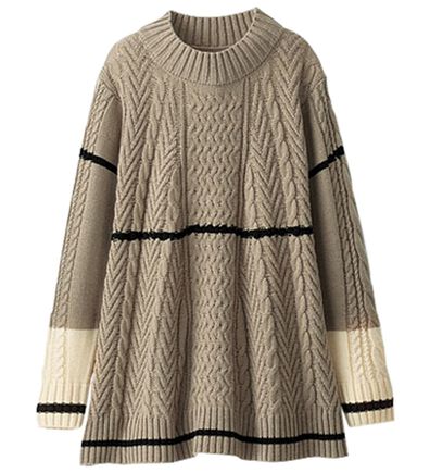 BELLUNA（ベルーナ）の「配色使いケーブル柄フレアーチュニック（チュニック）」