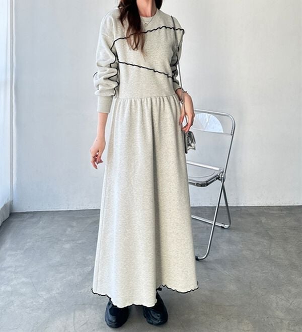 GeeRA（ジーラ）の「配色メロー裏起毛スウェットワンピース（カットソーワンピース）」｜詳細画像