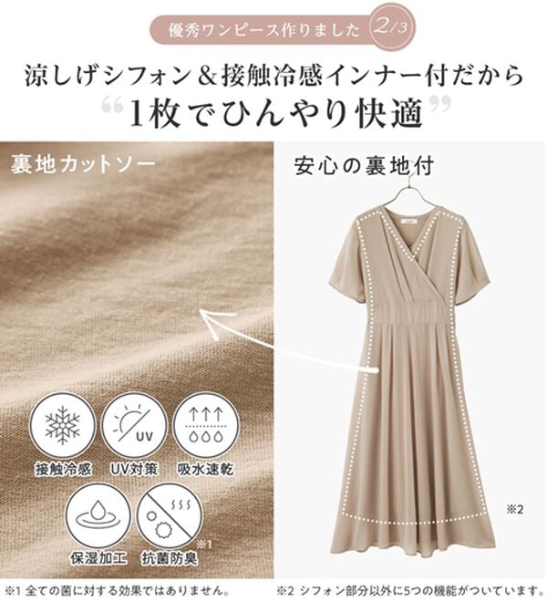 alotta（アロッタ）の「【接触冷感】インナー付カシュクールワンピース（その他ワンピース）」｜詳細画像