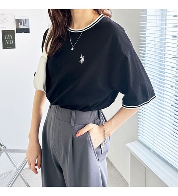 GeeRA（ジーラ）の「【ＵＳ．ＰＯＬＯ．ＡＳＳＮ】ライン配色Ｔシャツ（Tシャツ）」｜詳細画像