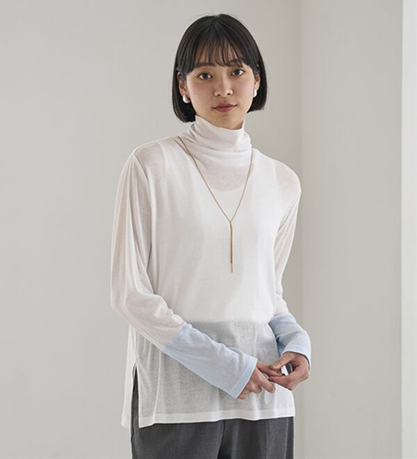 BELLUNA（ベルーナ）の「綿１００％配色シアープルオーバー（カットソー）」｜詳細画像