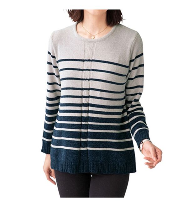 ルフラン（ルフラン）の「【３色組】ケーブル編ボーダーセーター＜モレンダ＞（ニット・セーター）」｜詳細画像