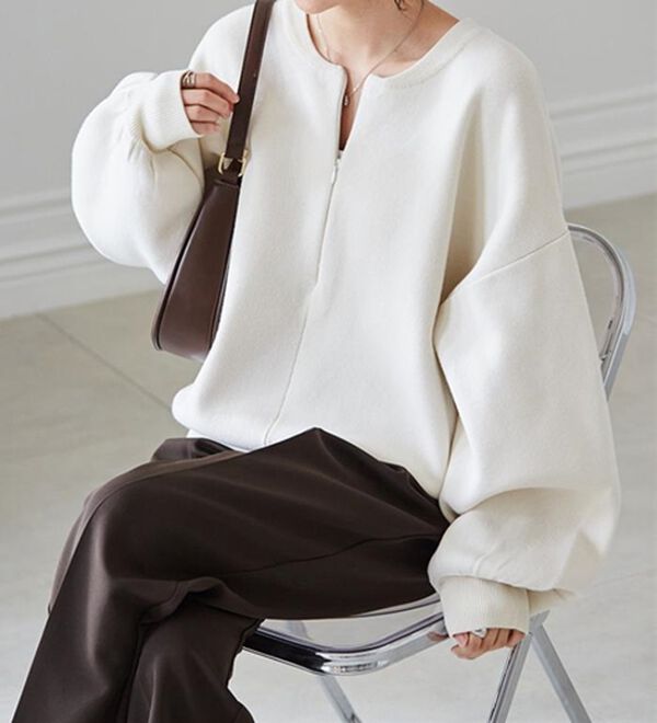 RANAN（ラナン）の「ハーフジップスウェットライクニット（ニット・セーター）」｜詳細画像