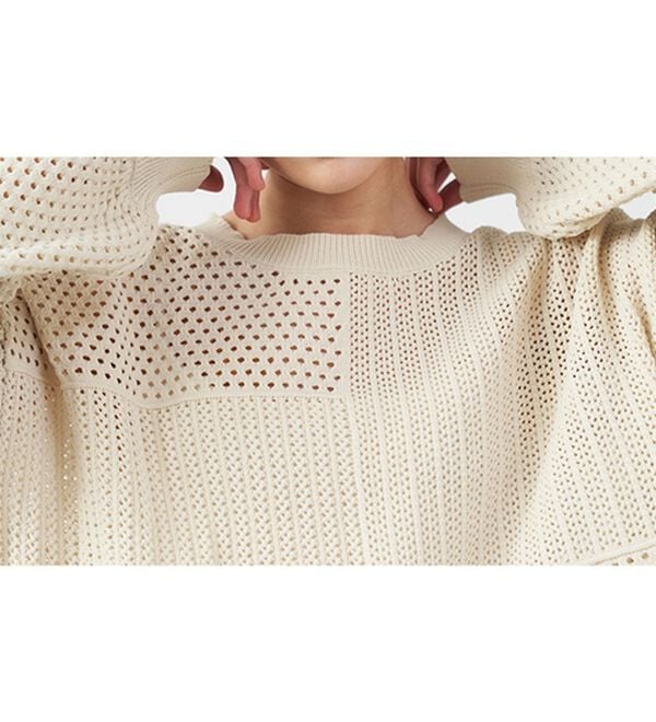 RANAN（ラナン）の「メッシュ素材透かし編みニット（ニット・セーター）」｜詳細画像