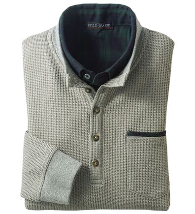 「ワッフルダブル衿トレーナー（メンズトレーナー）」