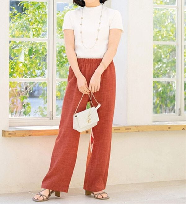 ルフラン（ルフラン）の「【３本組】日本製　軽くて上品麻調パンツ（フルレングスパンツ）」｜詳細画像