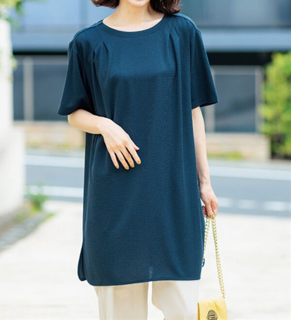 BELLUNA（ベルーナ）の「【接触冷感】かのこ素材タックデザインチュニックワンピース（その他ワンピース）」｜詳細画像