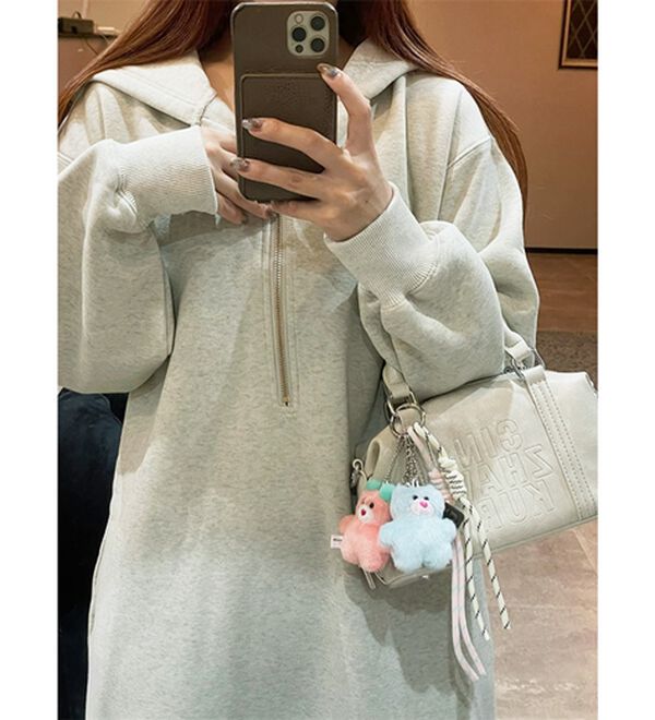 GeeRA（ジーラ）の「【あったか裏起毛】ハーフジップパーカーワンピース（カットソーワンピース）」｜詳細画像