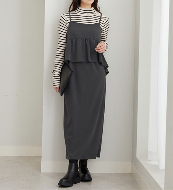 GeeRA（ジーラ）の「楽ちん！ペプラムキャミワンピース（カットソーワンピース）」｜詳細画像