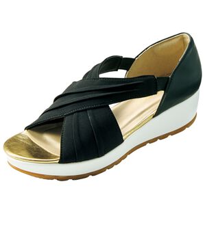 BELLUNA（ベルーナ）の「クロスデザインウェッジサンダル（サンダル・ミュール）」｜ブラック