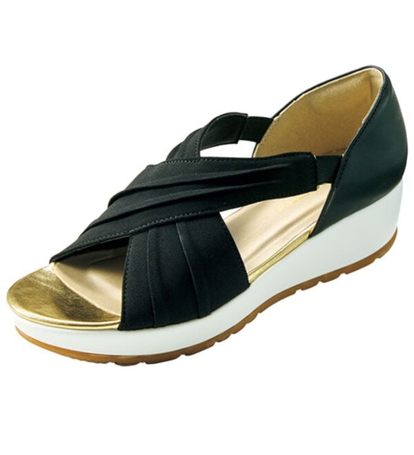 BELLUNA（ベルーナ）の「クロスデザインウェッジサンダル（サンダル・ミュール）」｜ブラック