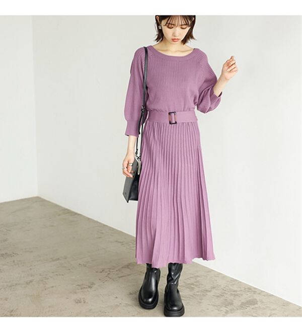 GeeRA（ジーラ）の「前後２ＷＡＹプリーツニットワンピース（ニットワンピース）」｜詳細画像