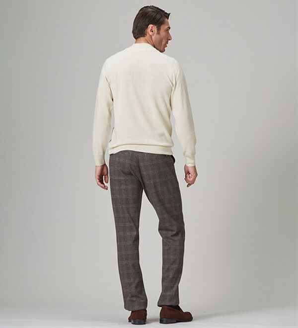 「＜コムルヴァン・オム＞チェック柄グッとラクパンツ（メンズフルレングスパンツ）」｜詳細画像