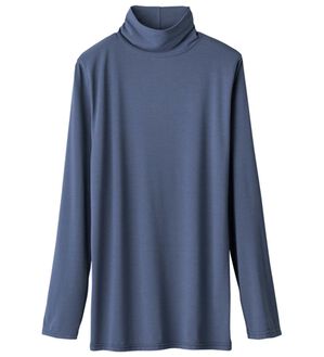 「うるおい椿オイル加工ぽかぽかハイネック（カットソー）」｜ブルーパープル