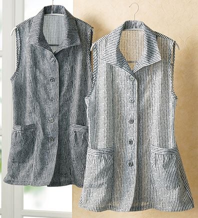 BELLUNA（ベルーナ）の「【２枚組】シャドーチェック素材ストライプベスト（ベスト）」