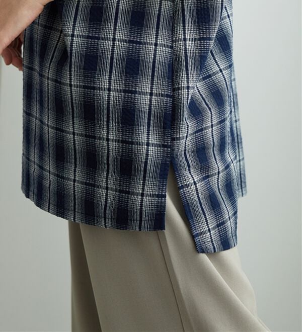 BELLUNA（ベルーナ）の「サッカー素材チェック柄チュニック（チュニック）」｜詳細画像