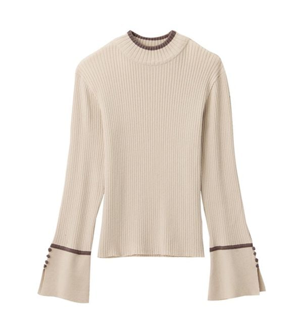 alotta（アロッタ）の「配色デザイン袖ボタンニットプルオーバー（ニット・セーター）」｜詳細画像