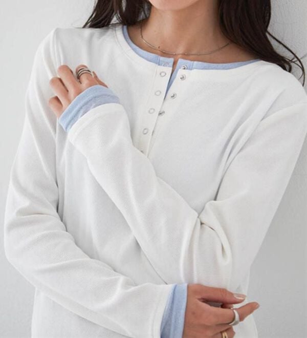 RANAN（ラナン）の「レイヤードヘンリーネックリブTシャツ（カットソー）」｜詳細画像