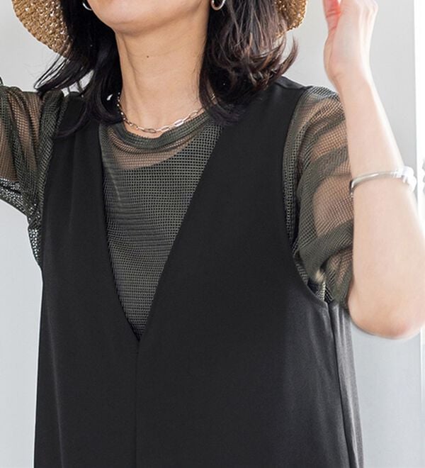 BELLUNA（ベルーナ）の「裾が絞れるベルト付！楽ラクサロペット（オールインワン）」｜詳細画像