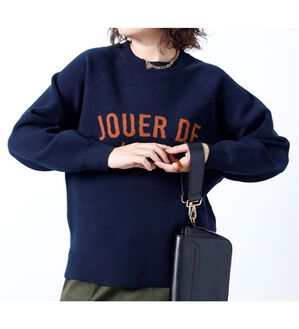 BELLUNA（ベルーナ）の「＜ｓｏｒａｆｕｋｕ＞ロゴジャカードニットプルオーバ（ニット・セーター）」｜ネイビー系